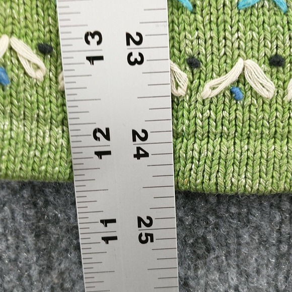 Icelandic Design Women's Silk Blend Cardigan Green Large Long Sleeve Crochet - Picture 14 of 15